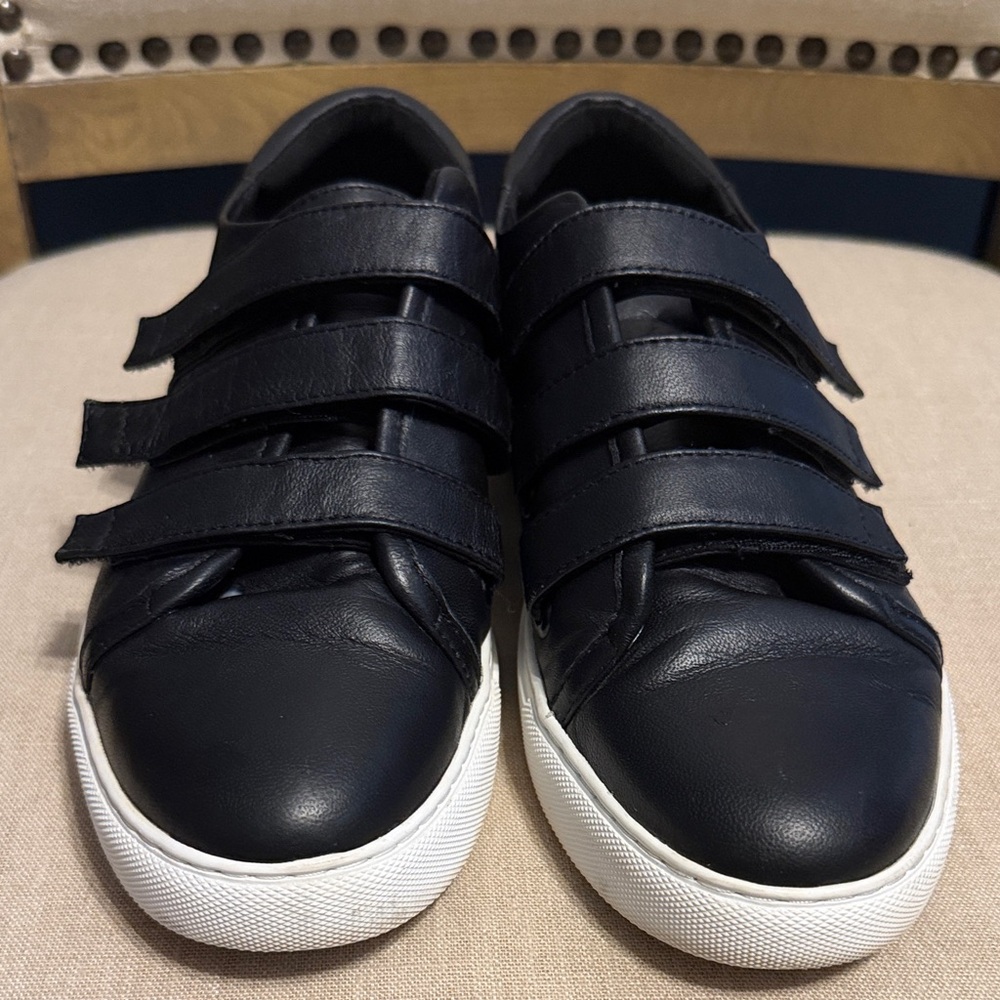 Kenneth Cole New York Triple Strap Men’s Black Leather Sneakers, Size 10M